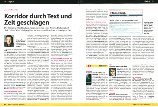Korridor durch Text und Zeit geschlagen - Kressreport zur ZEIT ONLINE API