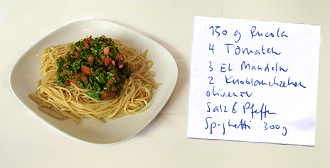 Spaghetti mit Rucola und frischen Tomaten – DER Schanzenmittagstisch