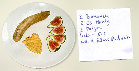 Gegrillte Banane mit Feige plus Eis