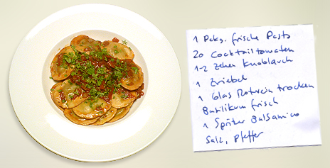 Gefüllte Pasta mit Rotweintomaten