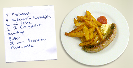 Currywurst mit selbstgemachten Fritten