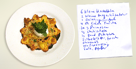 Kartoffelcarpaccio und lauwarmer Ziegenkäse