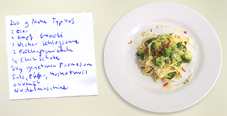 Broccoli-Bandnudeln mit KäseSahneSoße