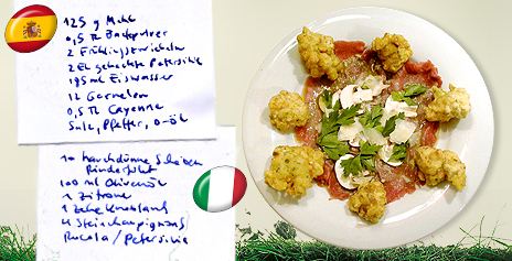 Gambas fritas (ESP) vs. Albese con funghi (ITA)