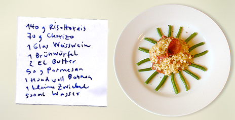 Chorizo-Risotto mit grünen Bohnen