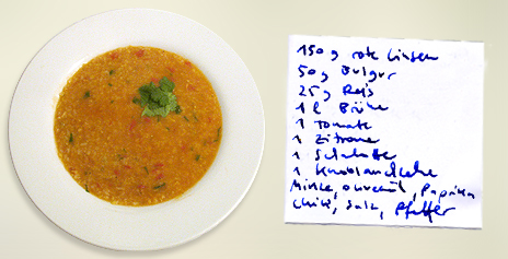 Linsenbulgursuppe
