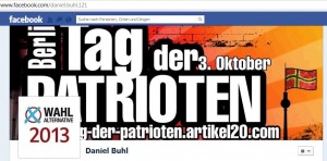 WA13- und AfD-Aktivist Daniel B. mobilisierte zum „Tag der Patrioten“ © Screenshot von Facebook