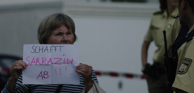 Sarrazin im Bürgersaal Betzigau - Protest