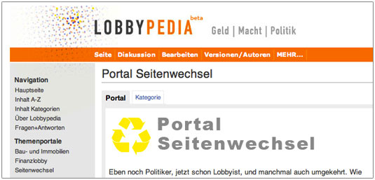 Portal Seitenwechsel Lobbypedia