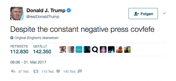 Bildergebnis für Trump covfefe tweet